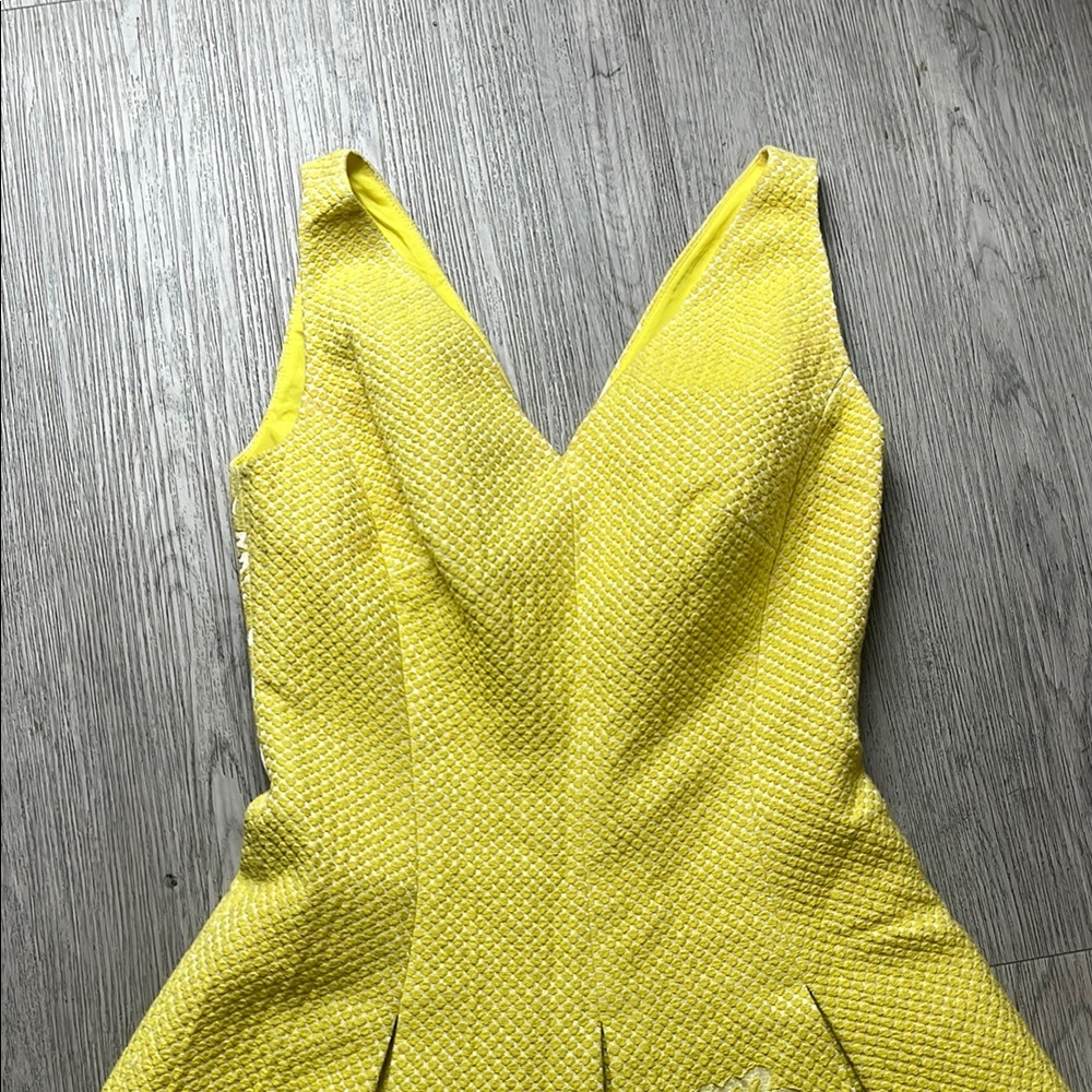 Karen Millen Yellow Embellished Pleated Mini Dress - Picture 3 of 7